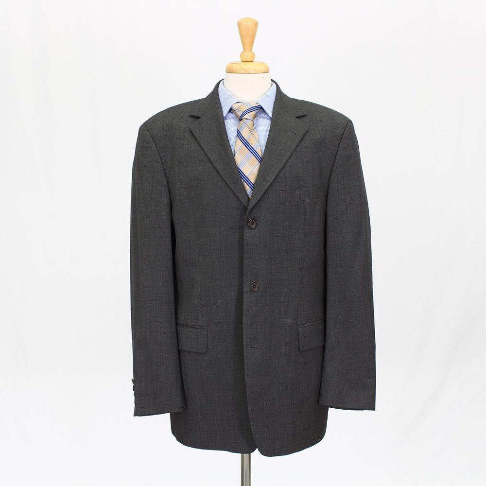 Hugo Boss 42R Gray Solid 3-Button Sport Coat Blazer Jacket V605